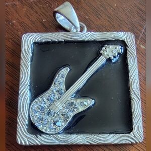 Silver and Black Guitar Pendant